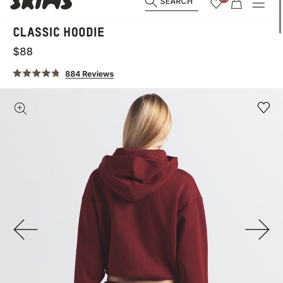 Skims COTTON FLEECE CLASSIC HOODIE Merlot 2xl - Picture 3 of 7